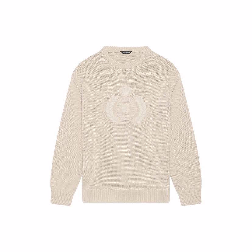 Sveter Balenciaga BB Laurel Crown Logo Crewneck Béžová | 664369T32119028
