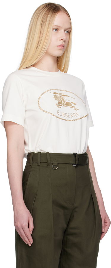 Tričko Burberry Burberry Knight Stamp Cotton T-Shirt Biela | 8109817, 1