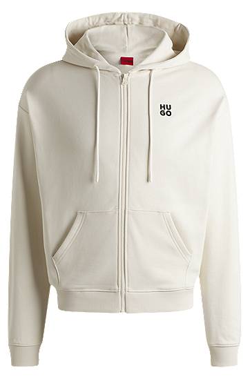 Mikina BOSS HUGO Zip-Up Hoodie with Stacked Logo Biela | 50535240, 0