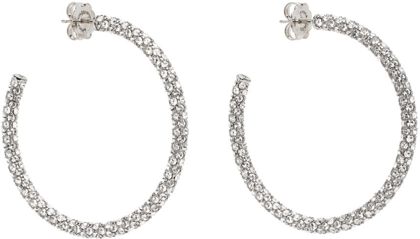 Náušnice Amina Muaddi Large Crystal Cameron Hoop Earrings Metalická | CAMERON HOOP LARGE, 1