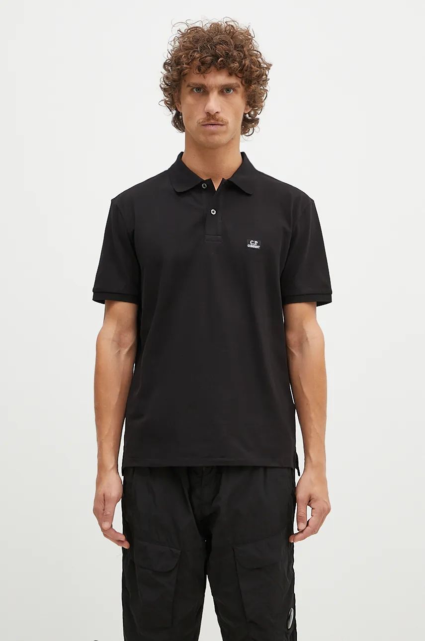 Polo tričko C.P. Company Stretch Piquet Logo Polo Shirt Čierna | 17CMPL065A005263W, 0