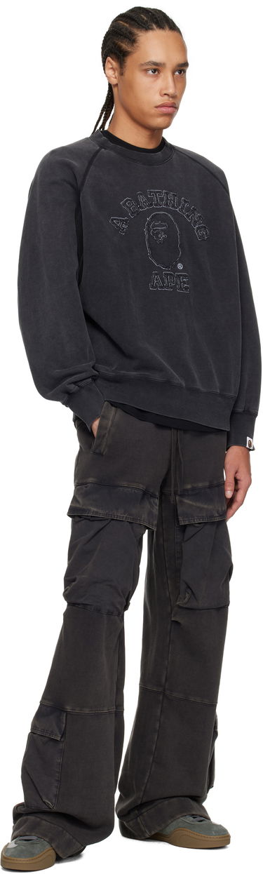 Sveter BAPE Washed Effect Relaxed Fit College Patch Sweatshirt by BAPE Čierna | 001SWK801001M, 3