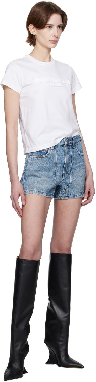 Tričko Alexander Wang Alexander Wang Distressed Logo Cropped T-Shirt Biela | 1CC1251991, 3