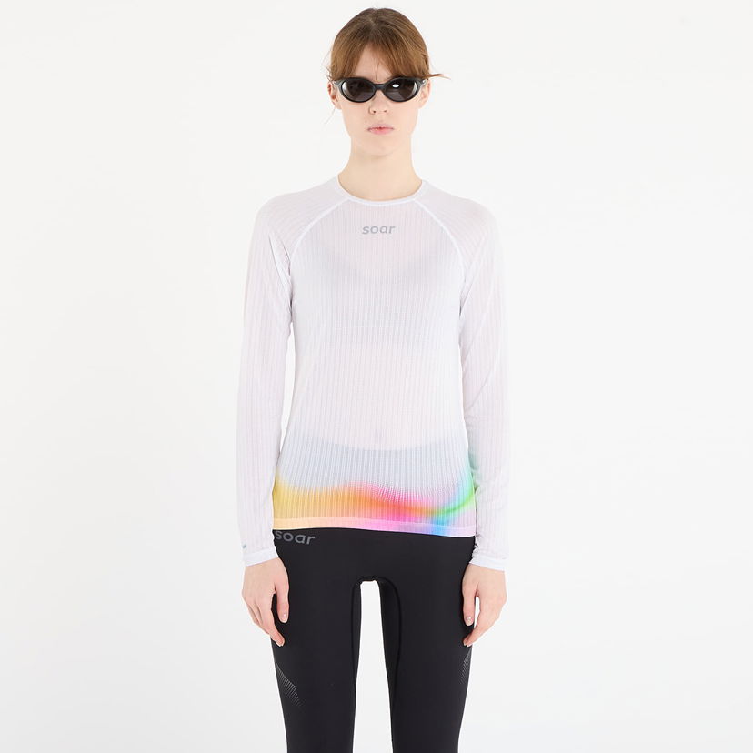 Tričko Soar Running Race Base Long-Sleeve Top Rainbow Gradient Biela | AW25-SBL2W-WHI