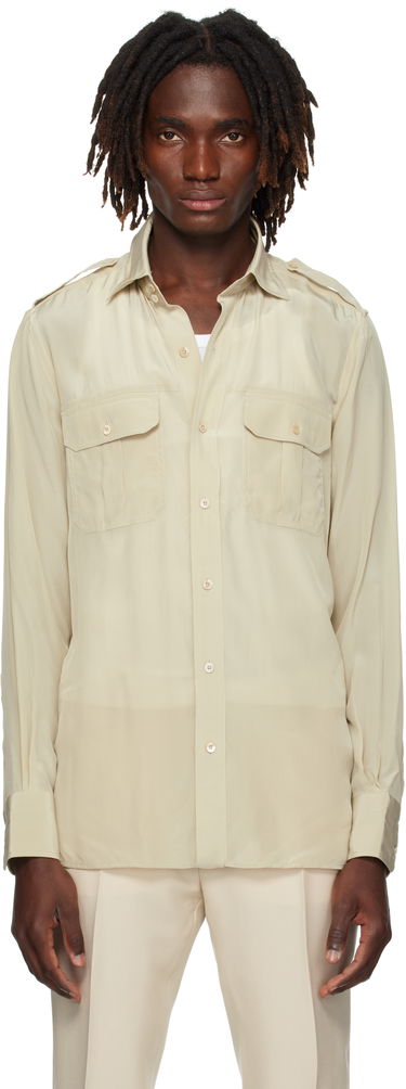 Košeľa Tom Ford TOM FORD Silk Safari Shirt Béžová | HMBC03-SPS86, 0