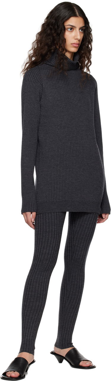 Legíny TOTEME TOTEME High-Rise Ribbed Knit Leggings Šedá | 231-2003-321, 3