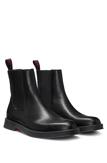 Oblečenie BOSS Leather Chelsea Boots with Stacked Logo Čierna | 50548489