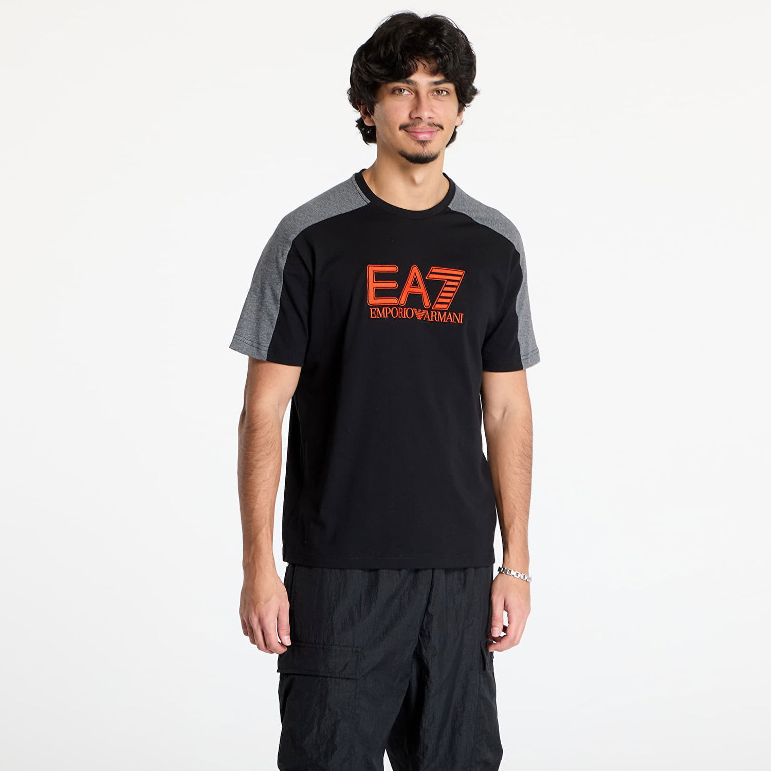 Tričko Emporio Armani Black T-Shirt With Orange Logo Print Čierna | 6DPT03PJOHZ1200, 0