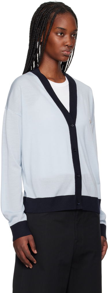 Sveter MAISON KITSUNÉ Maison Kitsuné Bi-Color Comfort Cardigan with Fox Patch Modrá | OW00516KT1136, 1