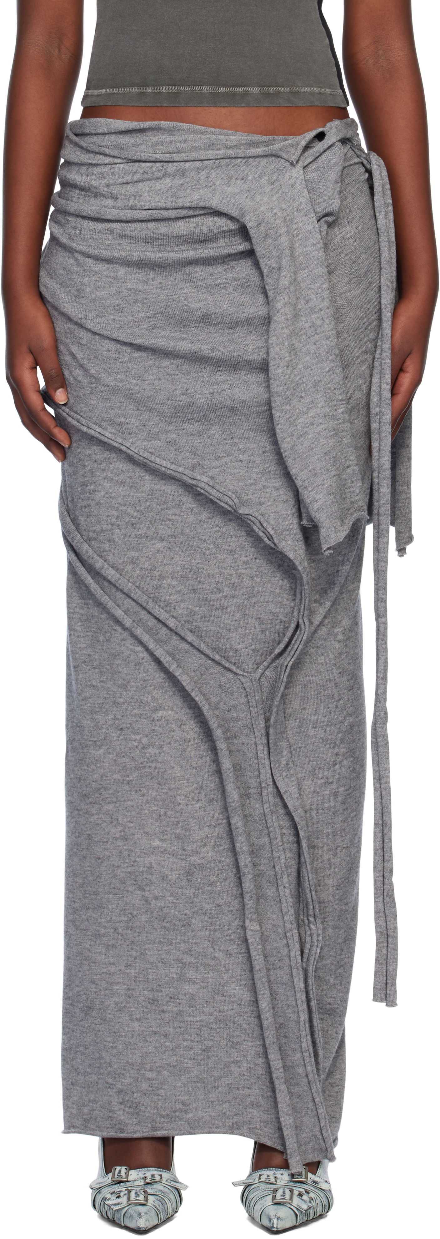 Sukňa Ottolinger Ottolinger Drape Strap Knit Maxi Skirt Šedá | 2204040111, 0