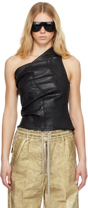 Tielko Rick Owens Rick Owens DRKSHDW Hollywood Athena Cropped Denim Top Čierna | DS01E3131 SCF, 0