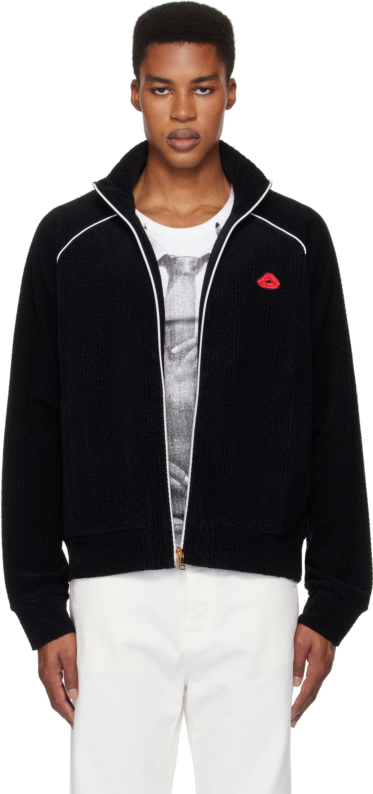 Bunda Balmain Monogram Kiss Track Jacket Čierna | DH0TF430JI39, 0