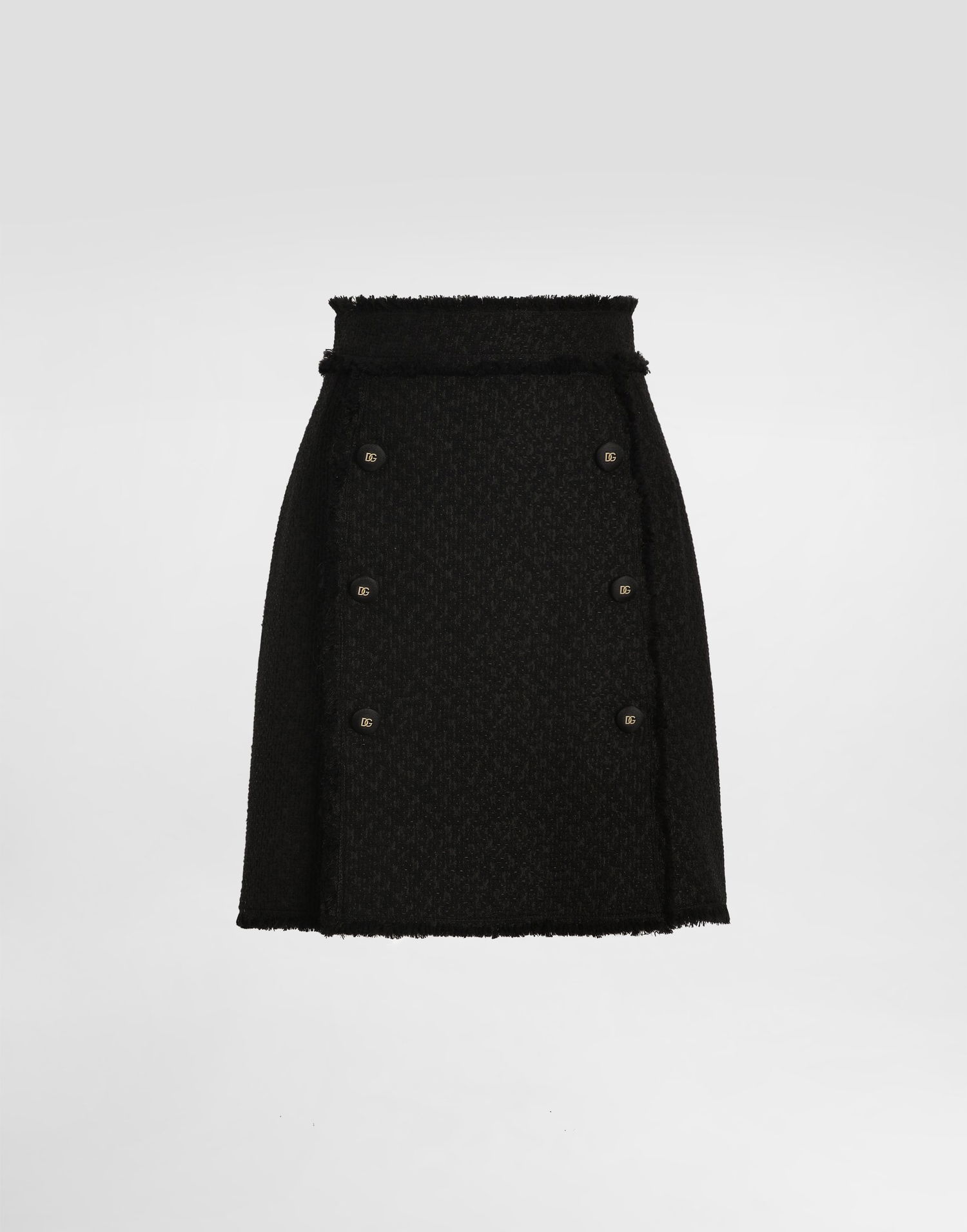 Sukňa Dolce & Gabbana Dolce & Gabbana Short Raschel Tweed Skirt with DG Logo Buttons Čierna | F4C03TGDCLWN0000, 0