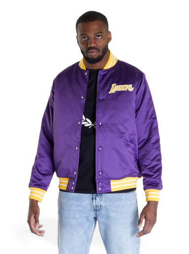 Bomber bunda Mitchell & Ness Heavyweight Satin Los Angeles Lakers Jacket Fialová | OJBF3413-LALYYPPPPURP