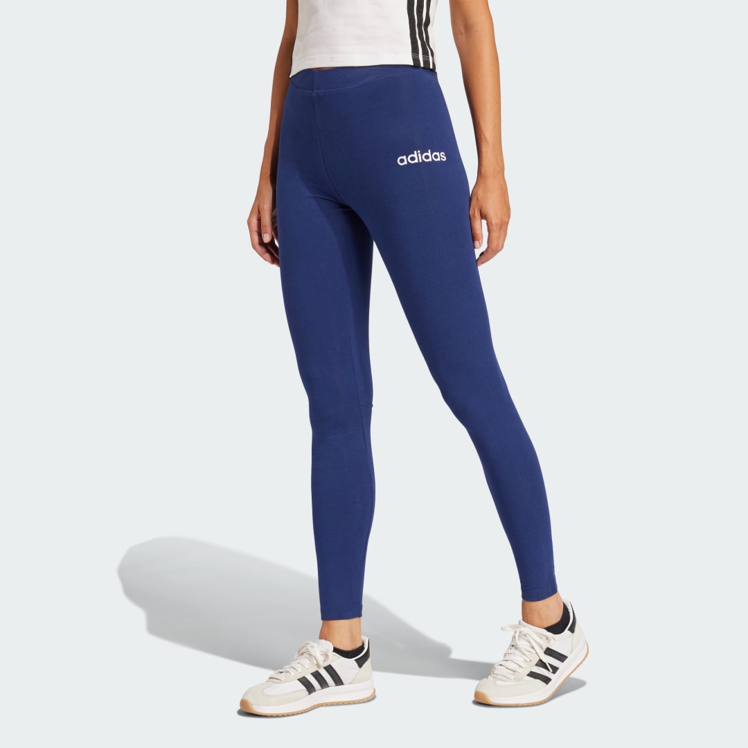 Legíny adidas Performance Essentials Linear Cotton Leggings Modrá | JD3155, 0