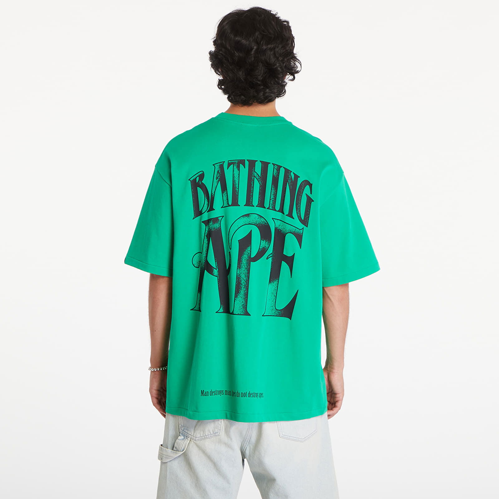 A BATHING APE Screen Print Logo Relaxed Fit Short Sleeve Tee Green