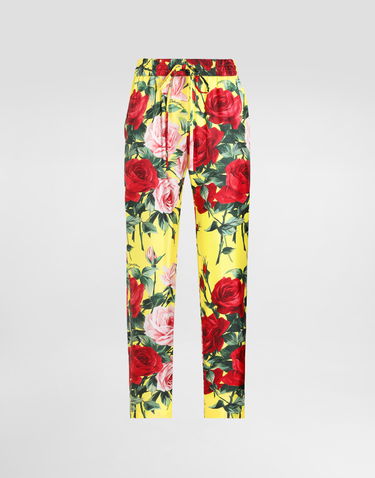 Nohavice Dolce & Gabbana Dolce & Gabbana Silk Twill Bouquet Print Pants Žltá | FTC11TIS1XHHG5JD, 0