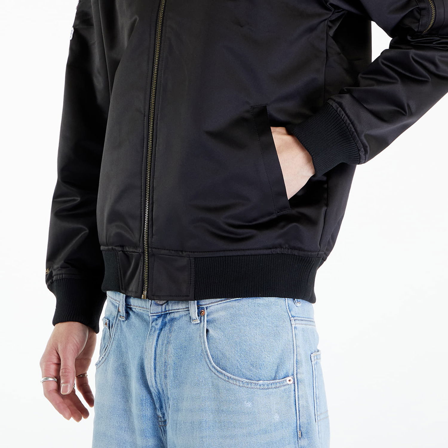 Bomber bunda Mitchell & Ness NFL Lightweight Satin Bomber Vintage Logo Raiders Black Čierna | SJKT6599-ORAYYPPPBLCK, 1