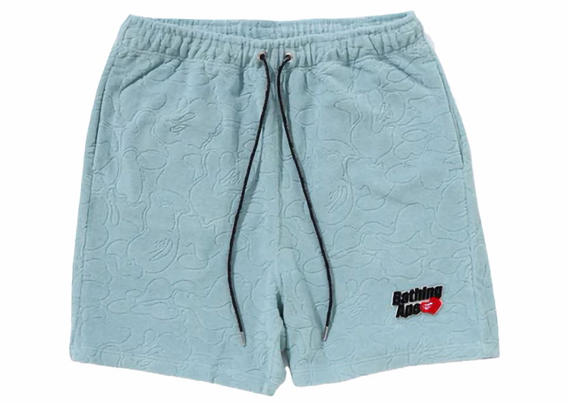 Šortky BAPE BAPE Line Camo Terry Towel Shorts Sax Tyrkysová | 1K30-153-310