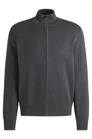 Sveter BOSS Pinstripe Knit Zip Cardigan Šedá | 50534403, 0