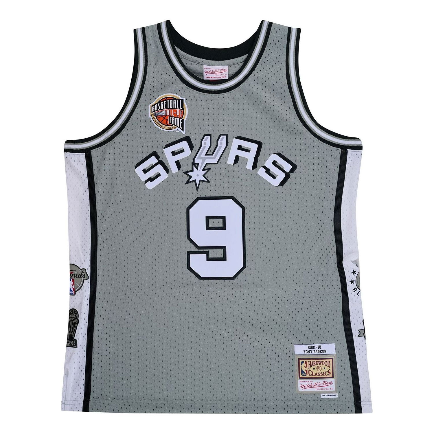 Dres Mitchell & Ness Spurs Hall Of Fame 'Tony Parker 9' Swingman Jersey Šedá | SMJY6866-SASYYTPAGREY, 0