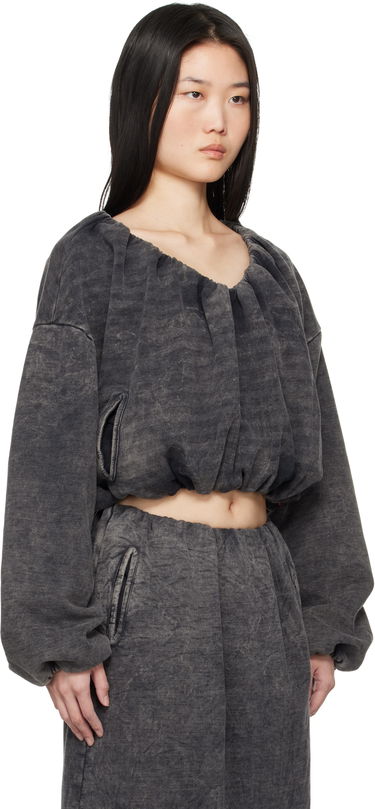 Mikina Diesel Cropped Gathered Sweatshirt Čierna | A17074 0EGBV, 1