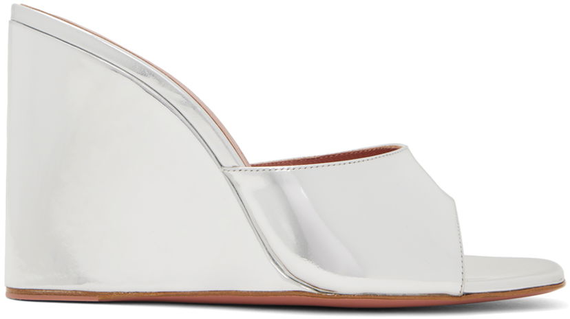 Doplnky Amina Muaddi Amina Muaddi Lupita Wedge Heeled Sandals Metalická | LUPITA WEDGE WEDGE MIRROR