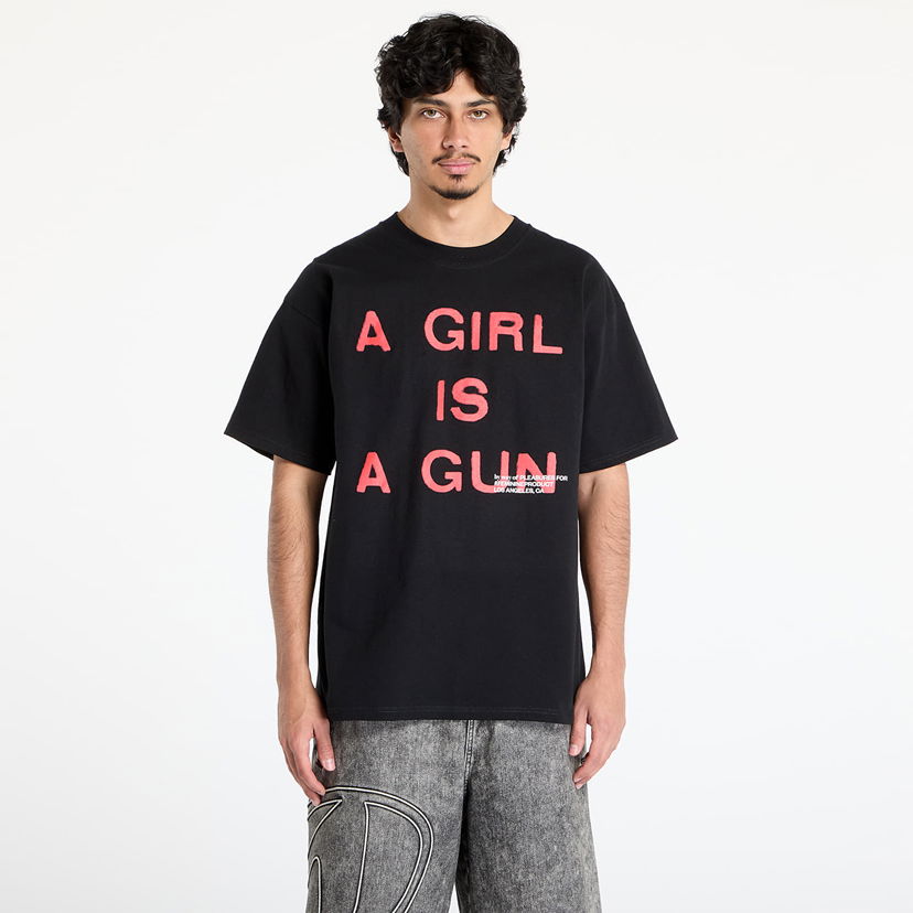Tričko Pleasures PLEASURES Girl Is A Gun T-Shirt Čierna | P25SU061 BLACK