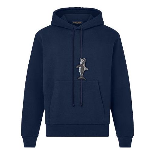 Mikina Louis Vuitton Louis Vuitton SS21 Shark Hoodie Navy | 1A8R2R