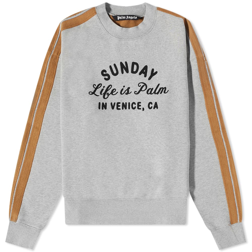 Sveter Palm Angels Sunday Life is Palm Taped Crewneck Šedá | PMBA067F22FLE0010810, 0