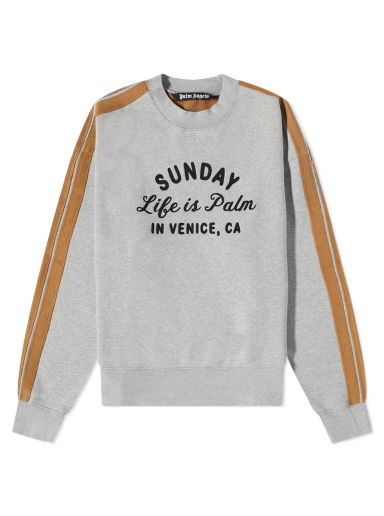 Sveter Palm Angels Sunday Life is Palm Taped Crewneck Šedá | PMBA067F22FLE0010810