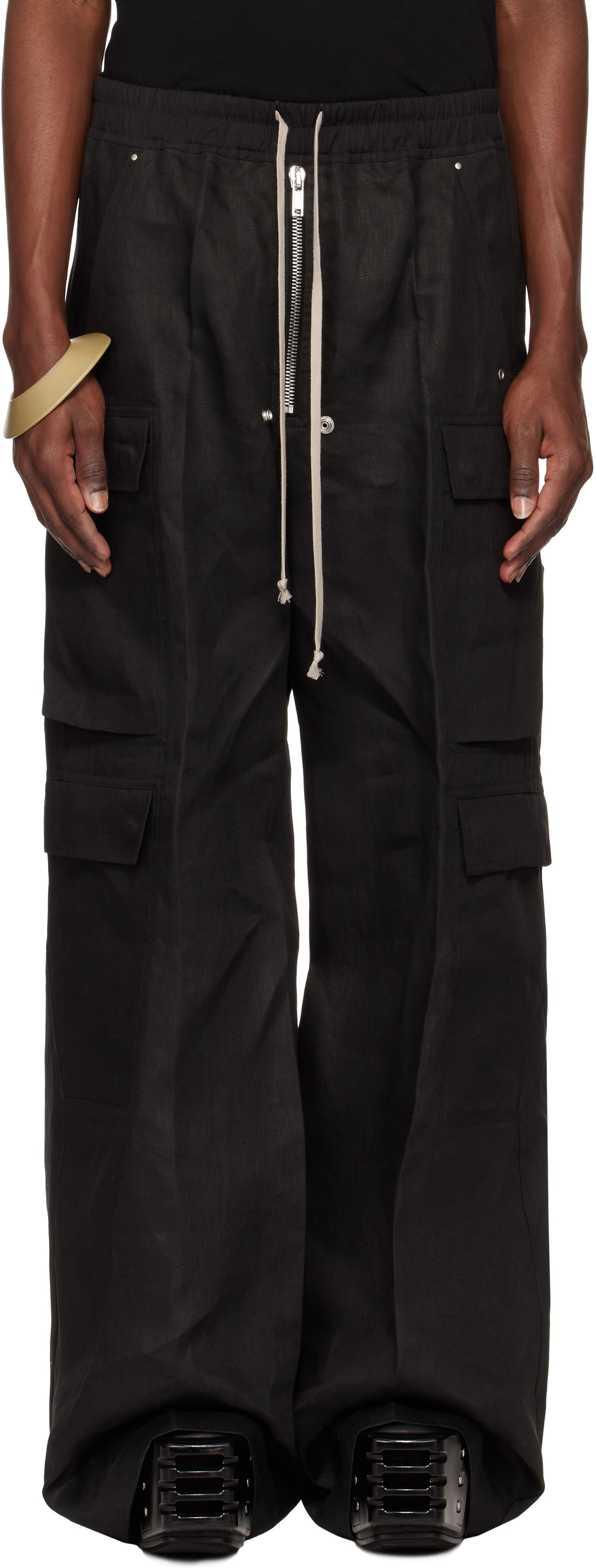 Cargo nohavice Rick Owens Rick Owens Hollywood Cargobela Cargo Pants Čierna | RU01E5339 TWL, 0