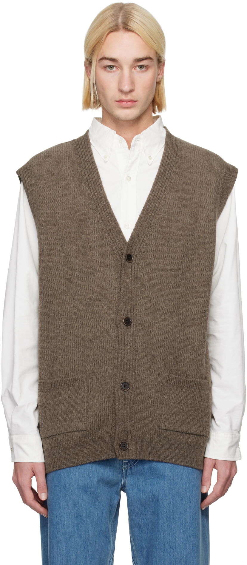 Vesta NANAMICA KODENSHI Wool Vest Hnedá | S24FN026U