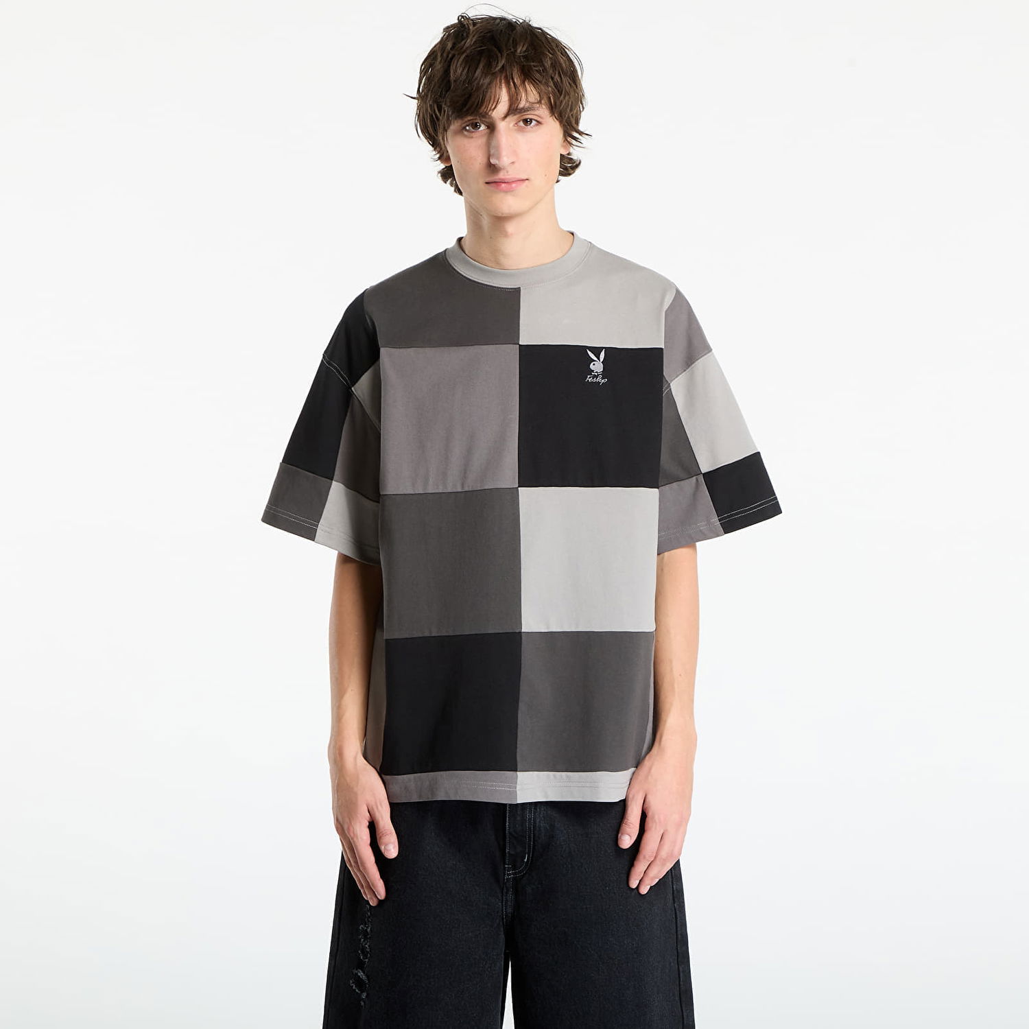Tričko Footshop Playboy x FTSHP Patchwork Tee UNISEX Grey Šedá | FTSHP_511, 0