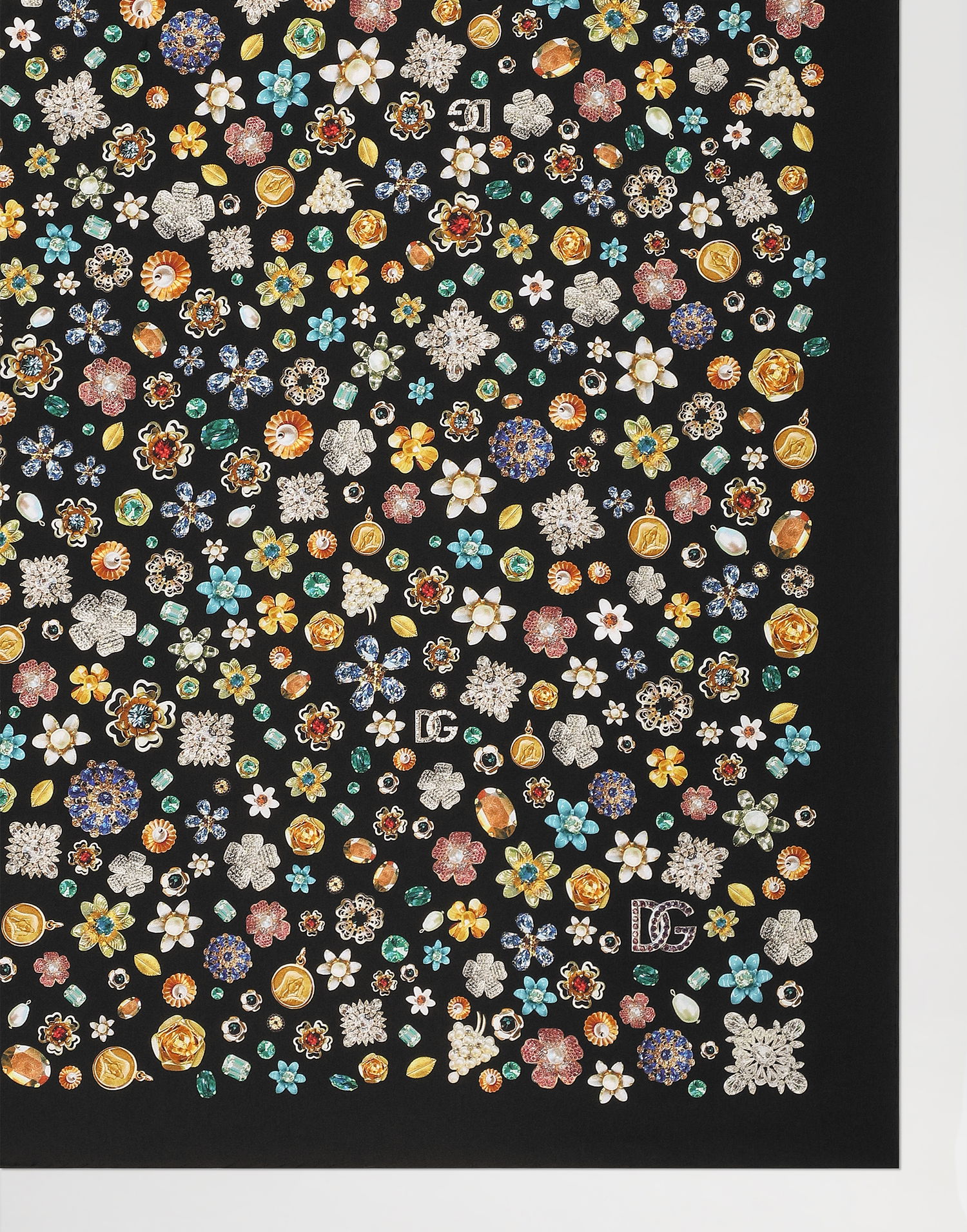Šál Dolce & Gabbana Dolce & Gabbana 90x90 Silk Twill Floral Scarf Čierna | FN090RGDDAXHN5SA, 1