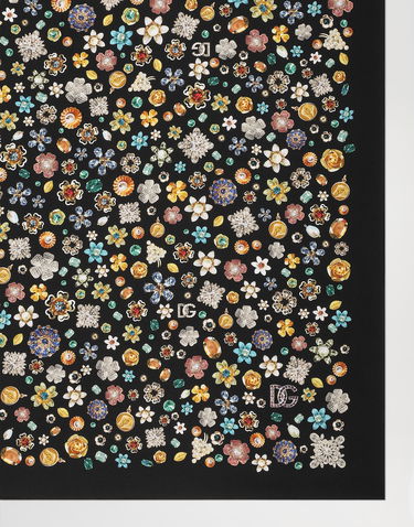 Šál Dolce & Gabbana Dolce & Gabbana 90x90 Silk Twill Floral Scarf Čierna | FN090RGDDAXHN5SA, 1