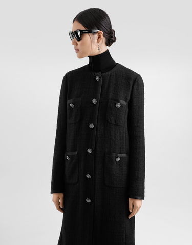 Kabáty Dolce & Gabbana Dolce & Gabbana Single-Breasted Raschel Tweed Coat Čierna | F0W2KZFMTACN0000, 3