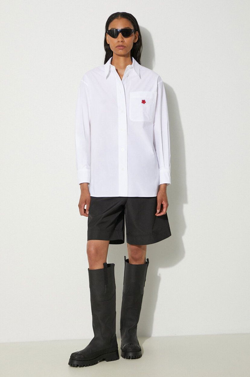 Košeľa KENZO Kenzo Boke Flower Oversized Relaxed Fit Shirt Biela | FE62CH2569LS.01