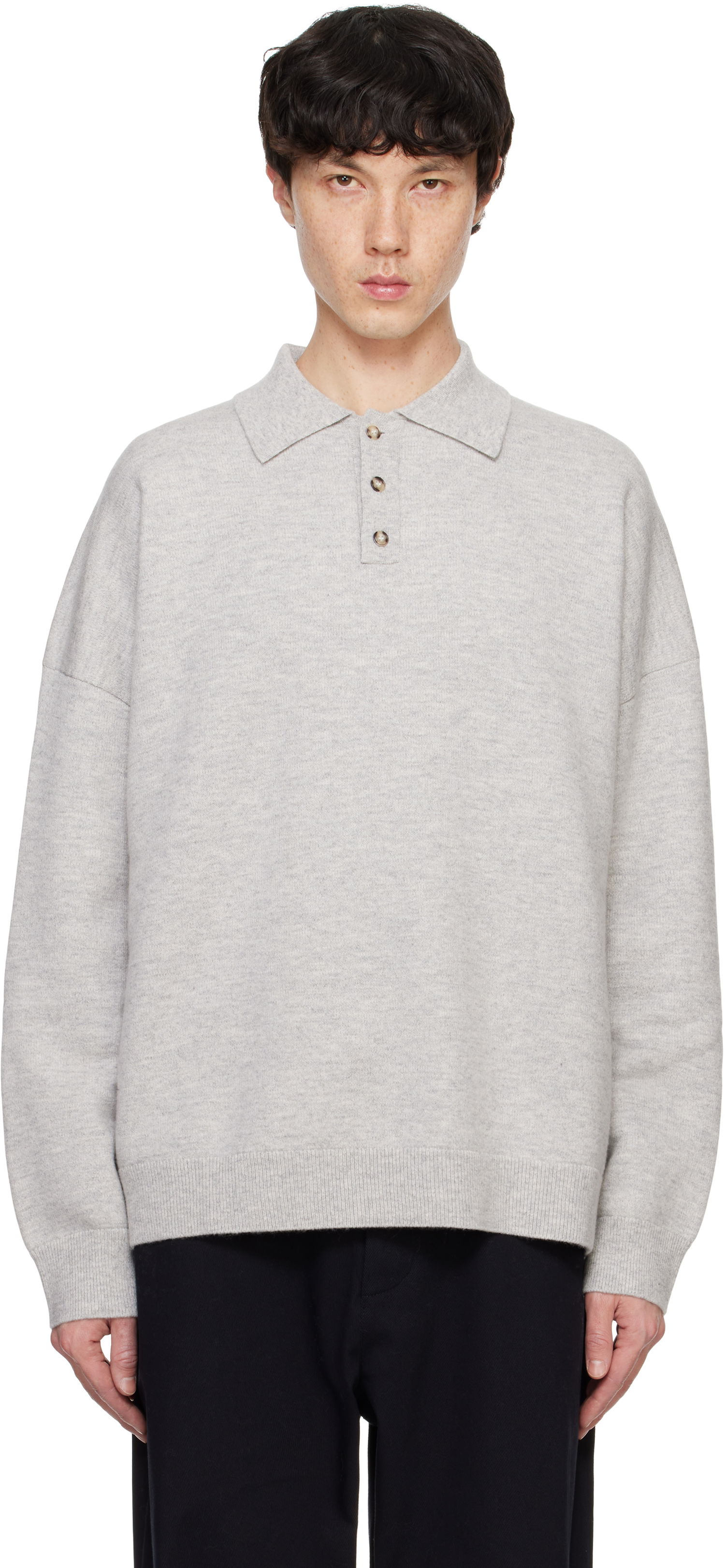 Polo tričko Nanushka Knit Polo Shirt Šedá | NU24FWSW01493, 0