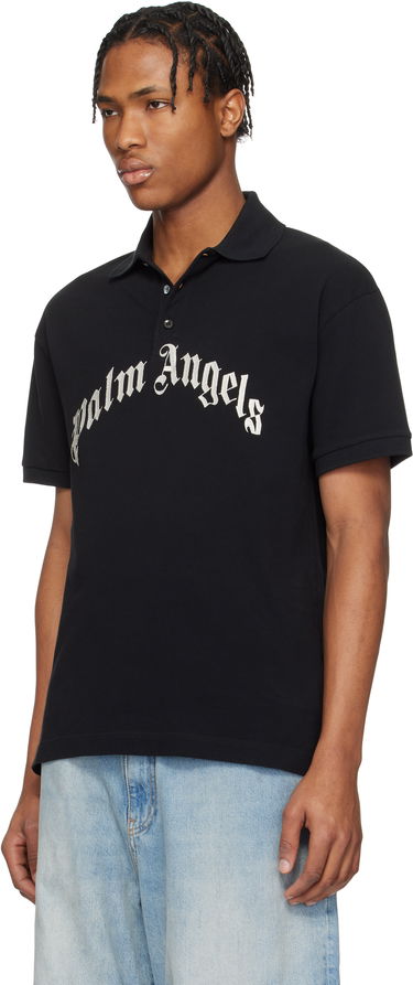 Polo tričko Palm Angels Palm Angels Curved Logo Polo Čierna | PMGB012S25FAB0031003, 3