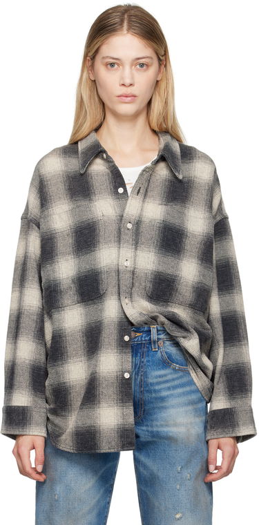 Košeľa R13 R13 Oversized Plaid Drop Neck Shirt Šedá | R13WR293-R384B, 0