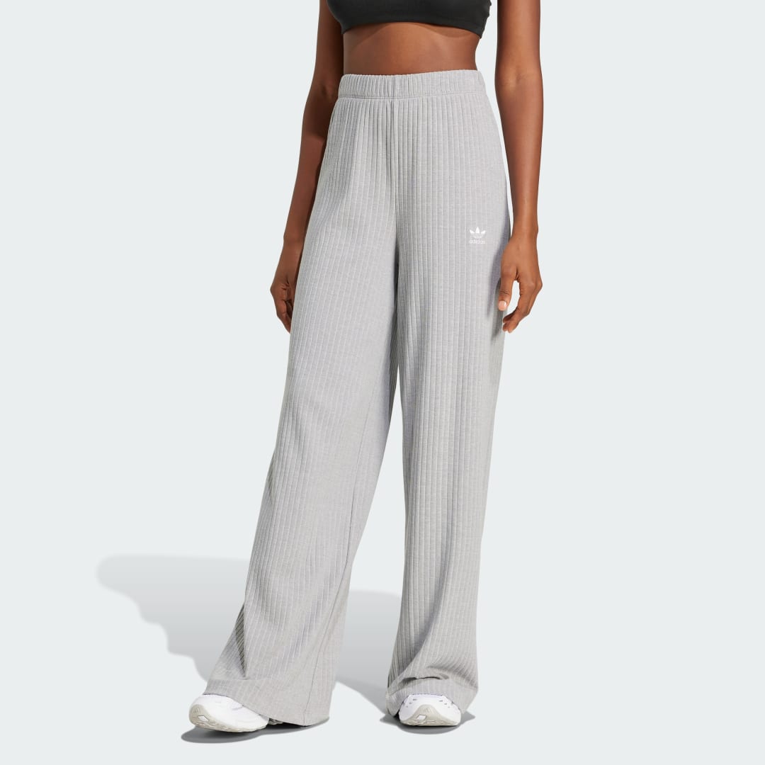 Nohavice adidas Performance Wide Leg Ribbed Pants Šedá | JD1498, 0