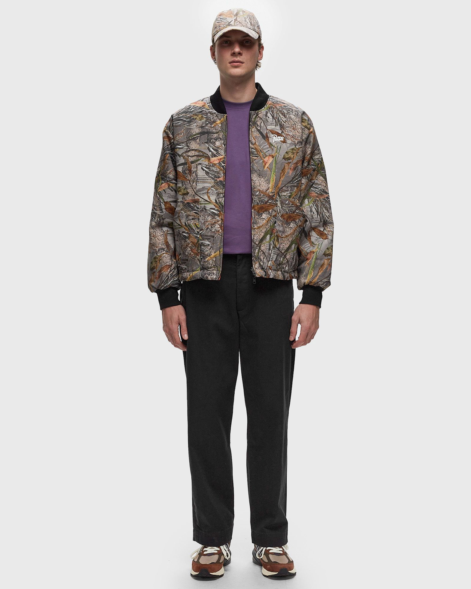 Nature Print Reversible Canvas Bomber Jacket