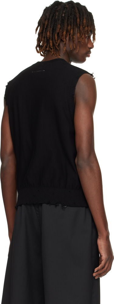 Sveter Maison Margiela MM6 Maison Margiela Distressed Knit Vest Čierna | SH0FB0009 M13081, 2