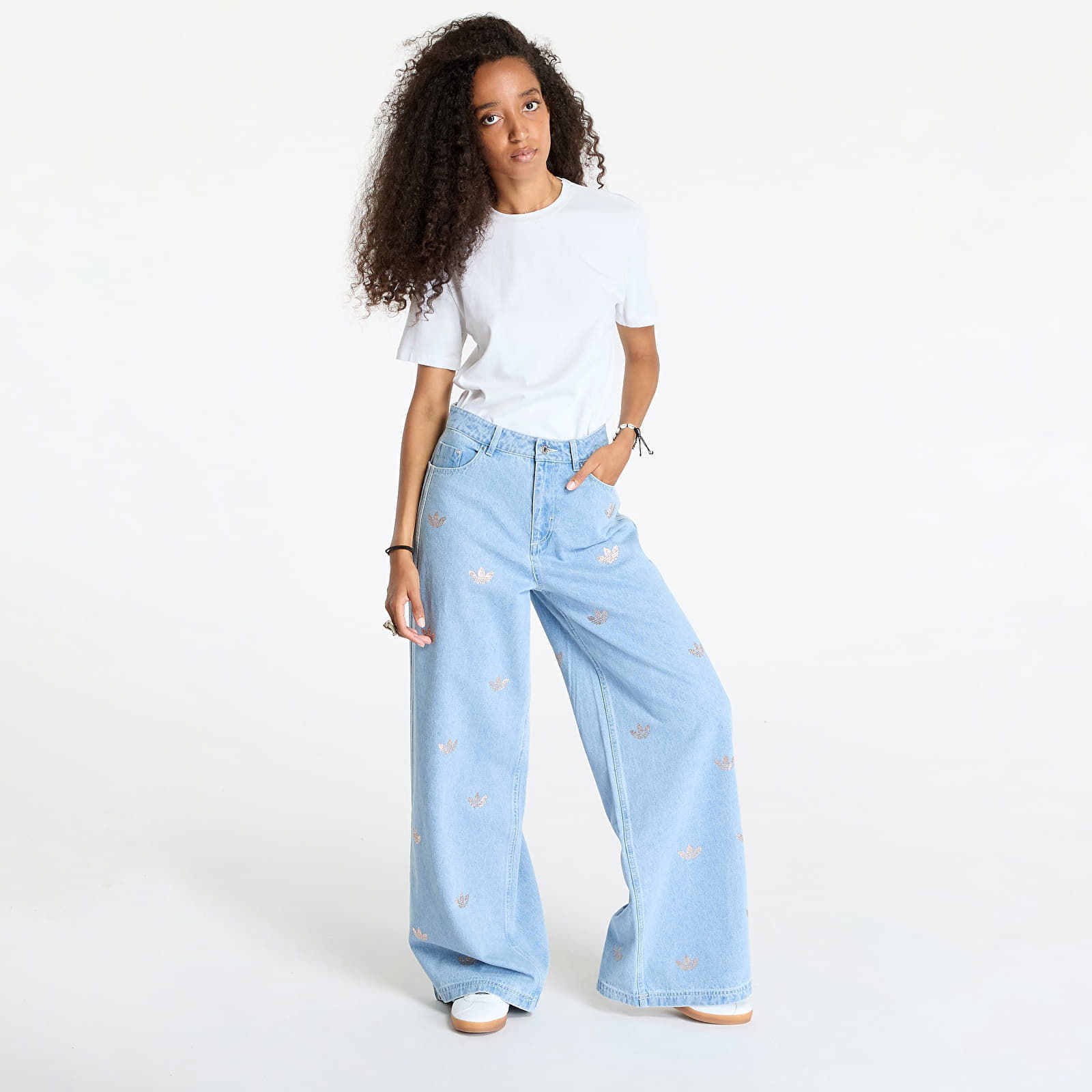 Denim Pant Rhinestone Clear Blue