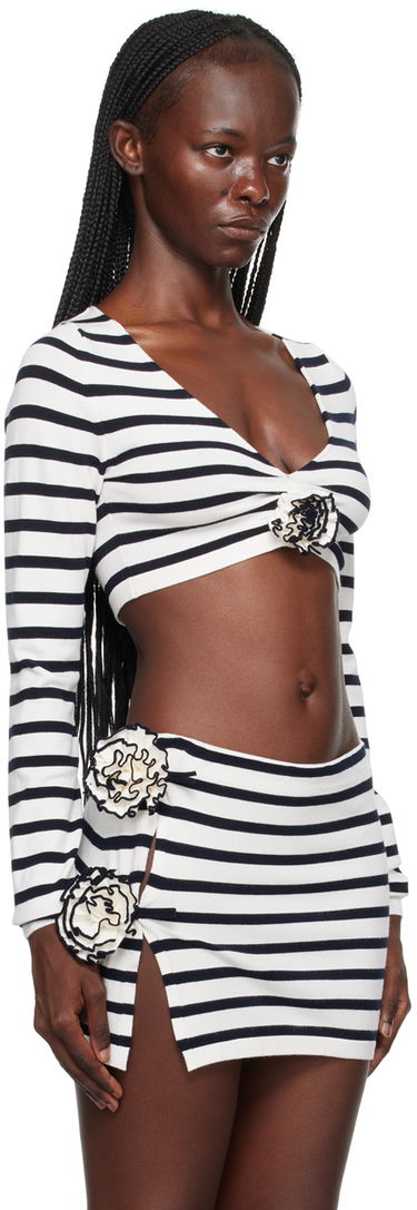 Sveter Jean Paul Gaultier Jean Paul Gaultier 'The Flower' Striped Crop Top Biela | 23/12-F-PL029-M048-0359, 1