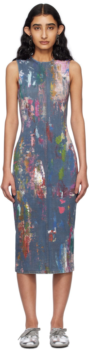 Šaty Acne Studios Acne Studios Paint Splatter Midi Dress Modrá | A20788-, 0