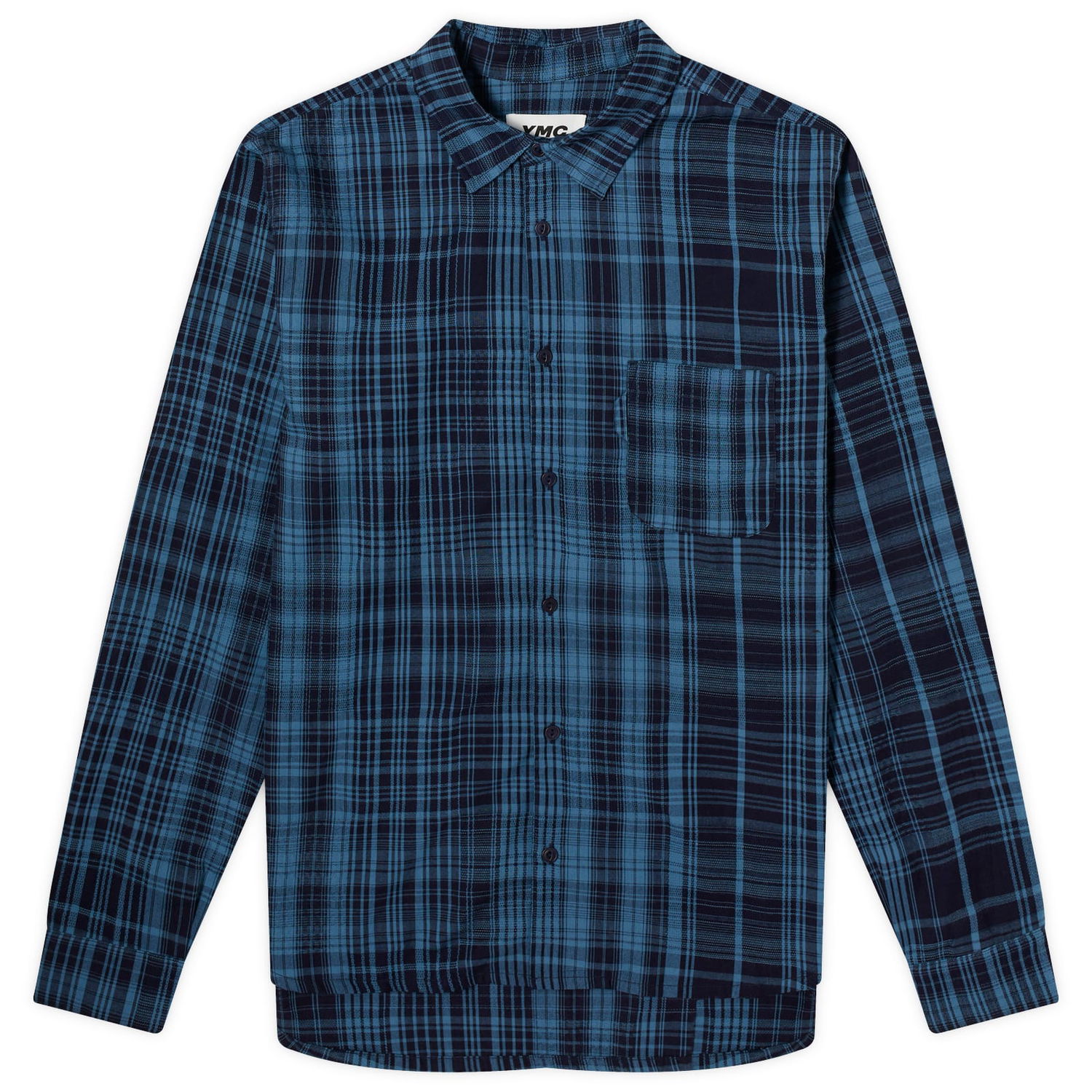 Košeľa YMC Curtis Indigo Check Shirt Modrá | P2WMG-40, 1