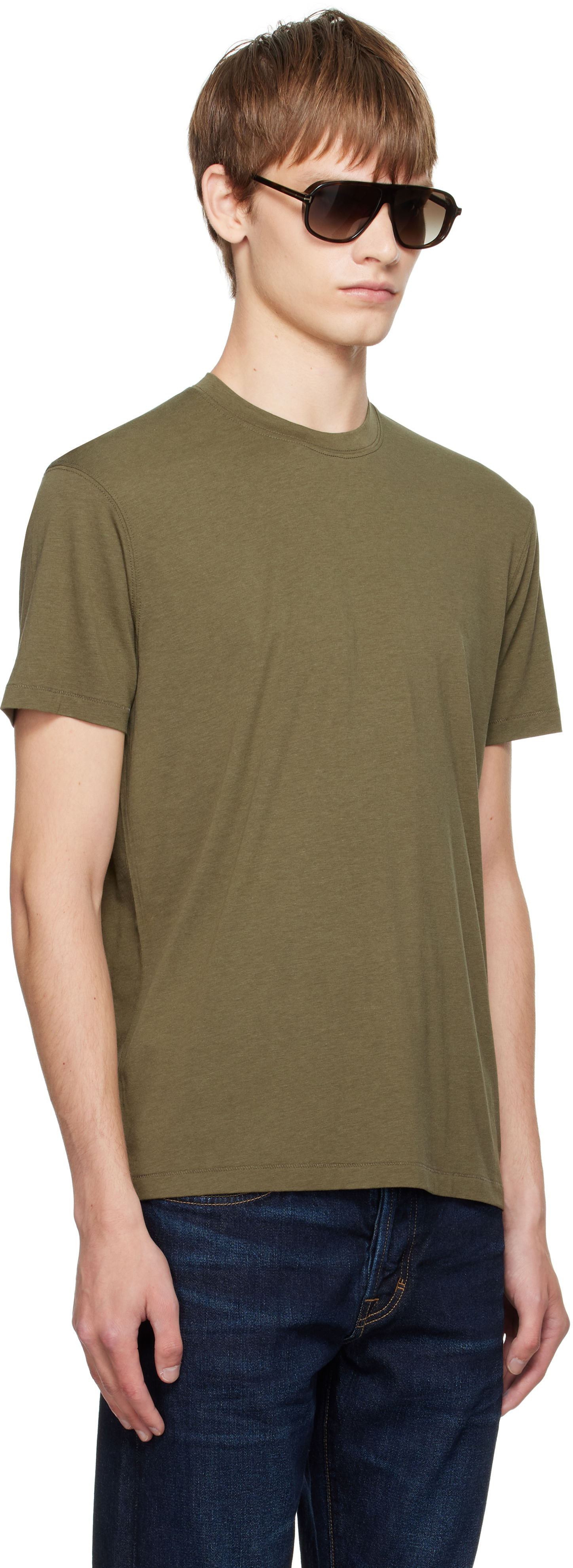 Tričko Tom Ford TOM FORD Lyocell Cotton Crewneck T-shirt Zelené | JCS004-JMT012, 1