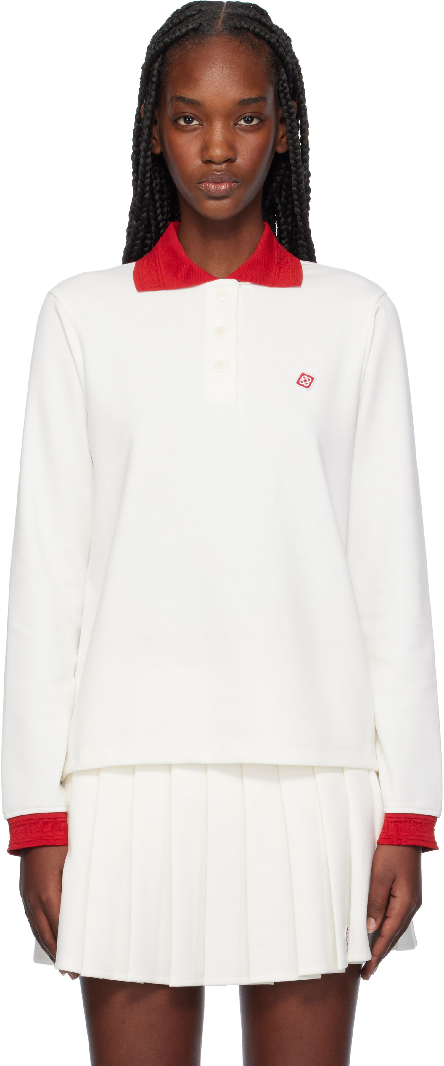 Polo tričko Casablanca Long Sleeve Polo Shirt Biela | WF24-JTP-271-01, 0